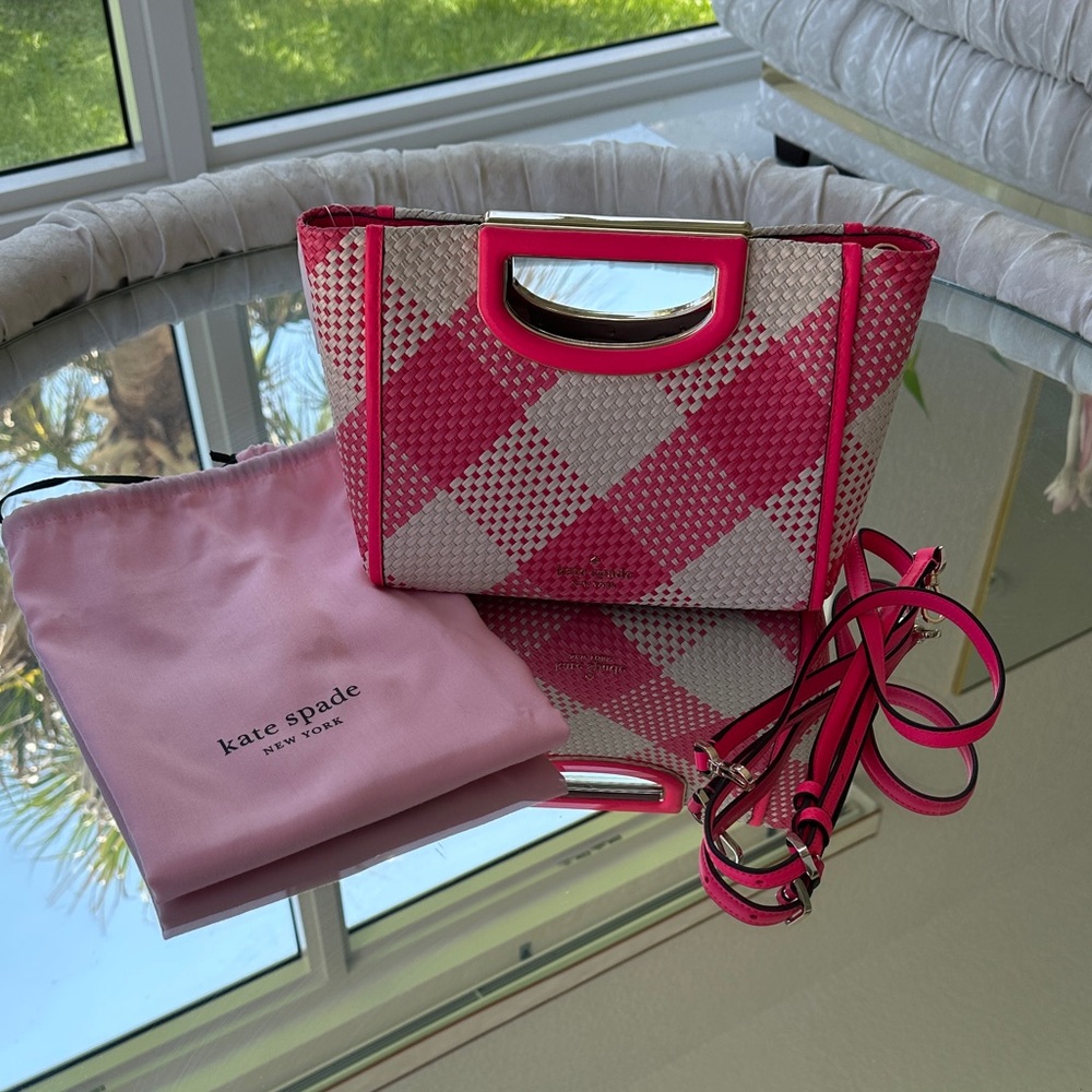 Kate Spade Pink and White Checkered Mini Bag